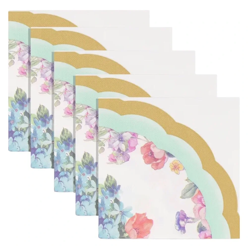 Floral Scalloped Edge Party Luncheon Paper Napkins, 20 ct